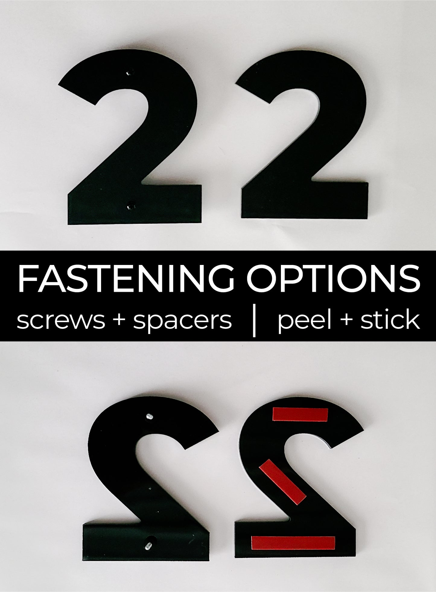 BOLD RETRO house numbers fastening options