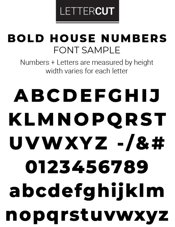 BOLD RETRO house number and letter font style and details 