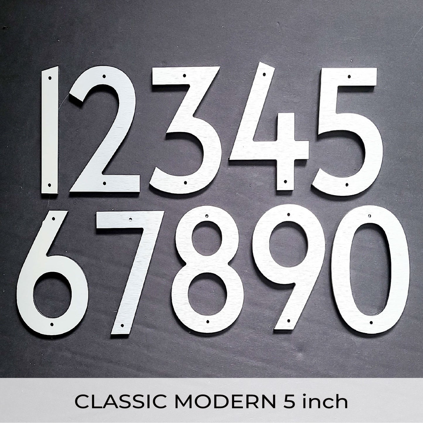 brushed silver CLASSIC MODERN house numbers and letters 