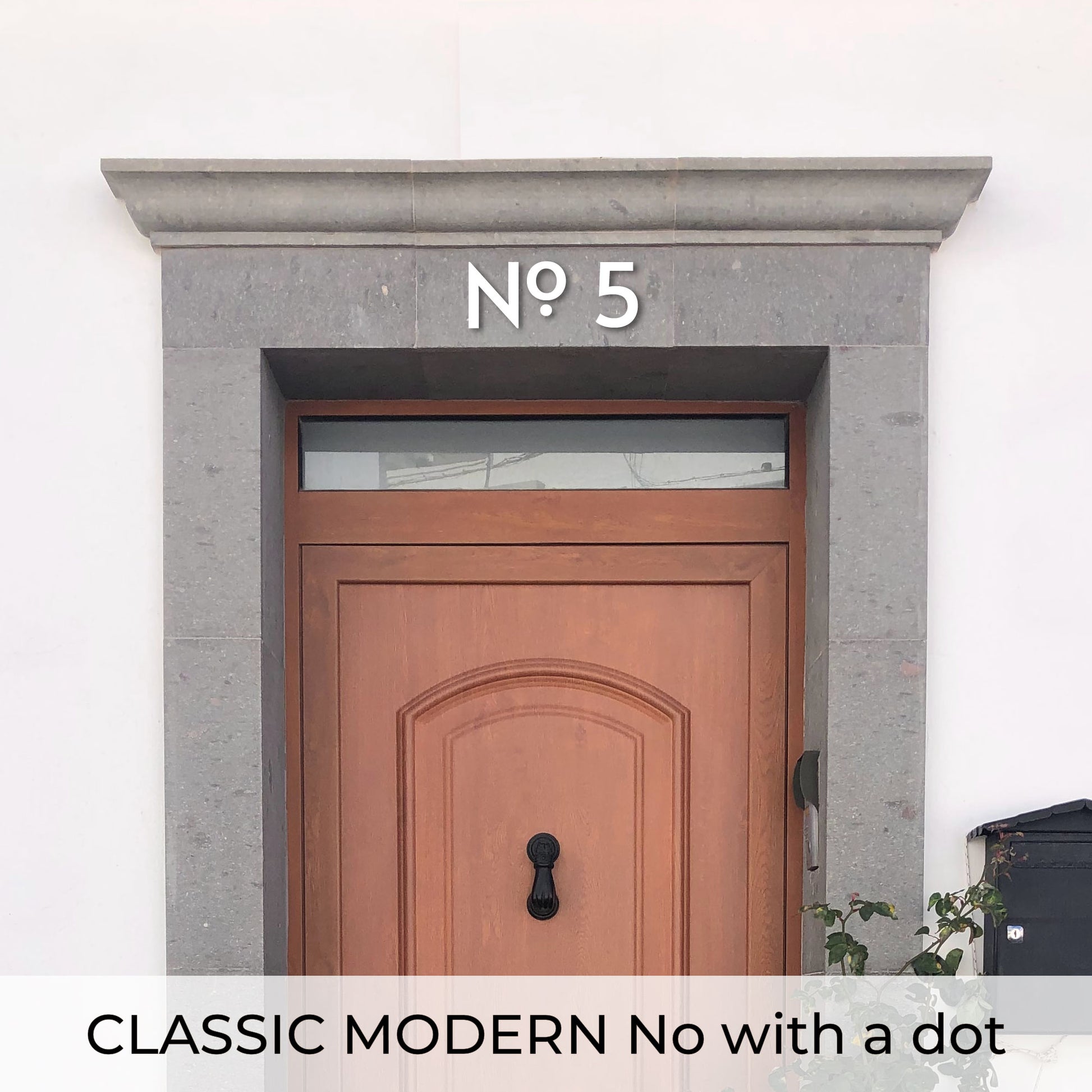 white CLASSIC MODERN house numbers and letters