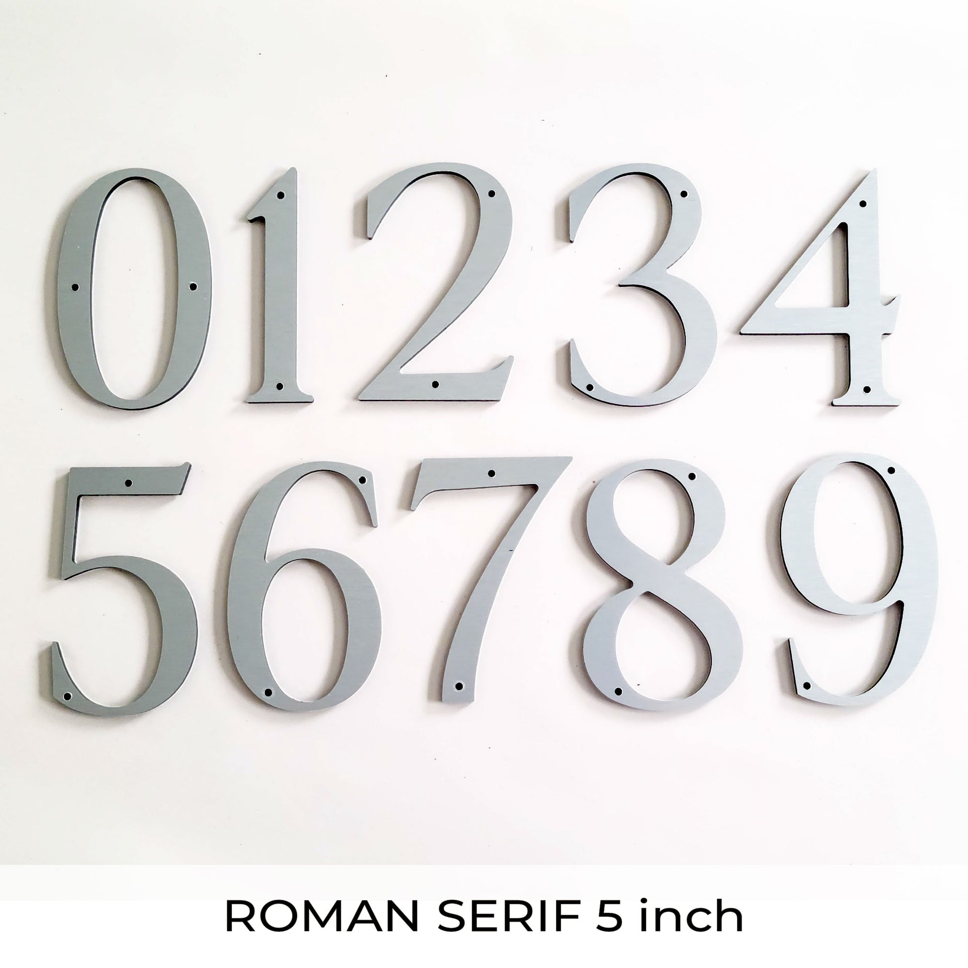 brushed silver ROMAN SERIF house numbers and letters 