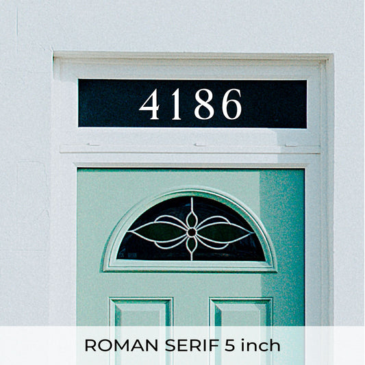 white ROMAN SERIF house numbers and letters