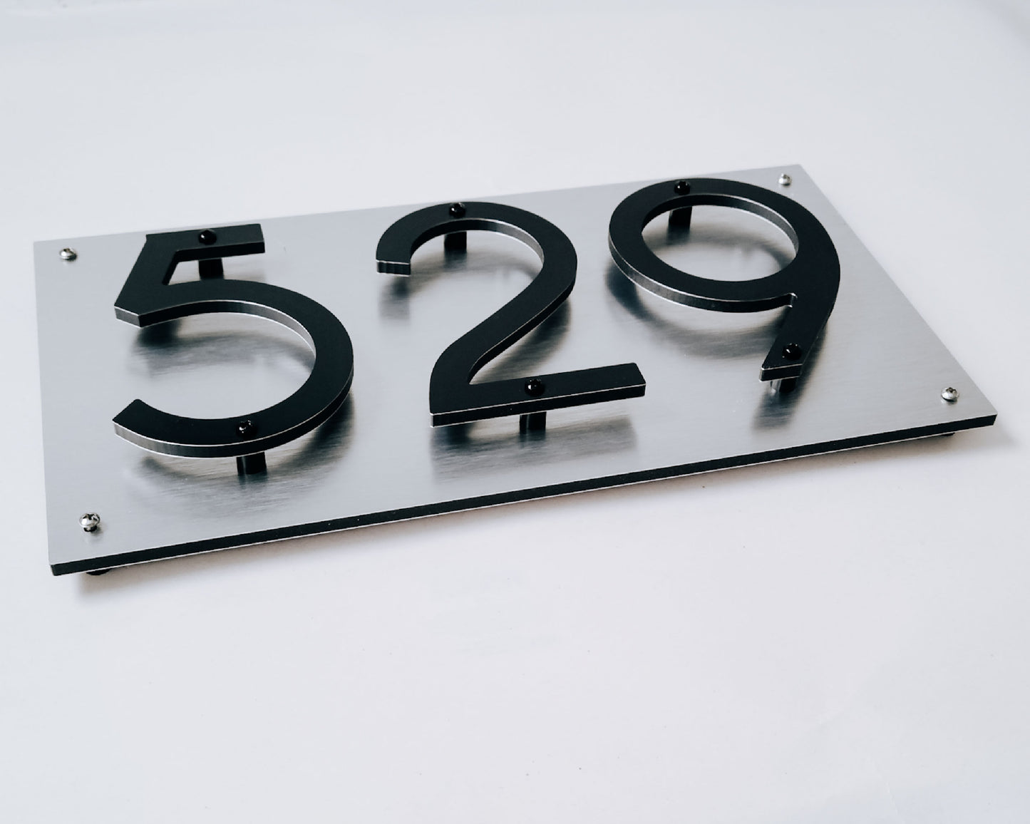 THIN MODERN house number plaque with stand offs for floating numbers