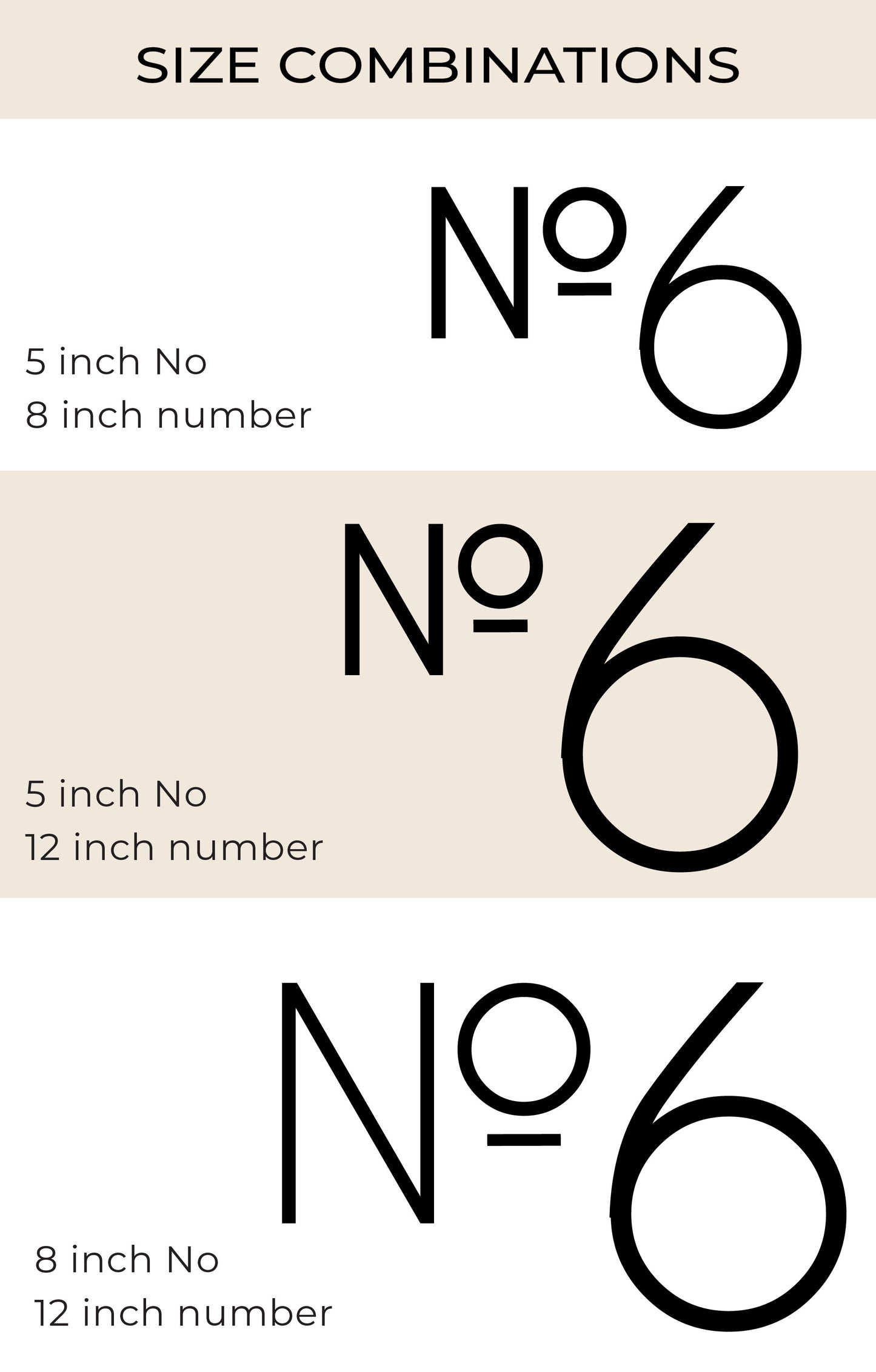 THIN MODERN house numbers and No letter size options and combinations
