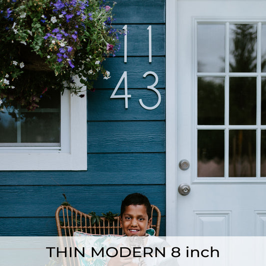 THIN MODERN address numbers and letters in white