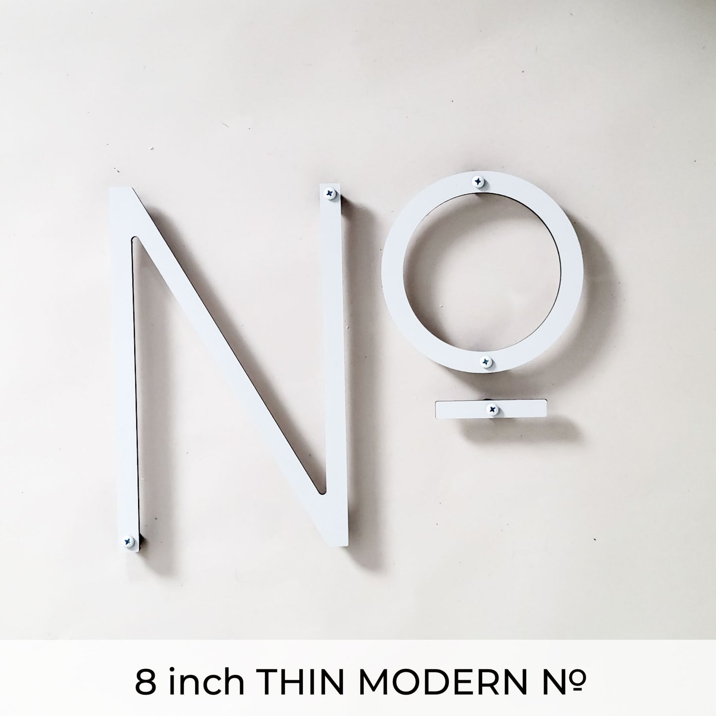 brushed silver THIN MODERN house numbers and No letters
