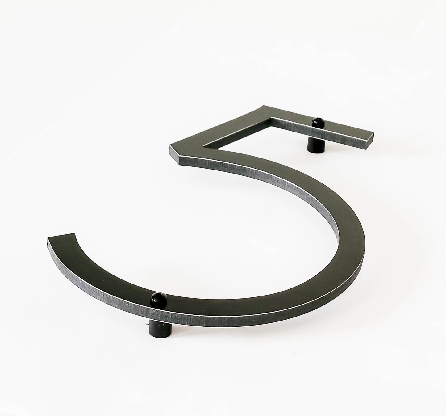 THIN MODERN house numbers showing standoffs and spacers for floating look