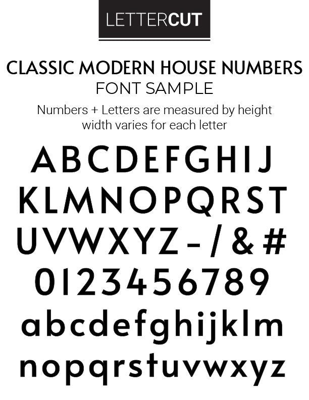 CLASSIC MODERN house numbers font style and details